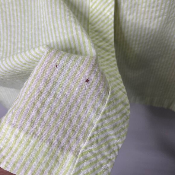 Vtg House Coat Dress Snap Button Up Front Short Sleeve Striped Short Women's S - Picture 7 of 8